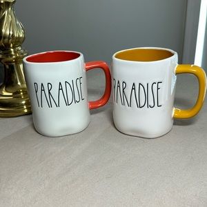 Rae Dunn yellow/orange Paradise mug set